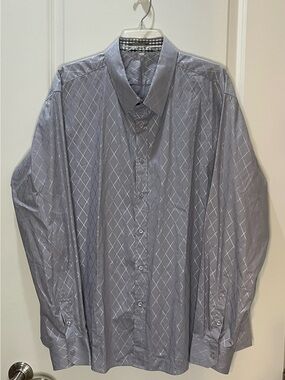Coofandy Gray Diamond-Pattern Dress Shirt XXXL
